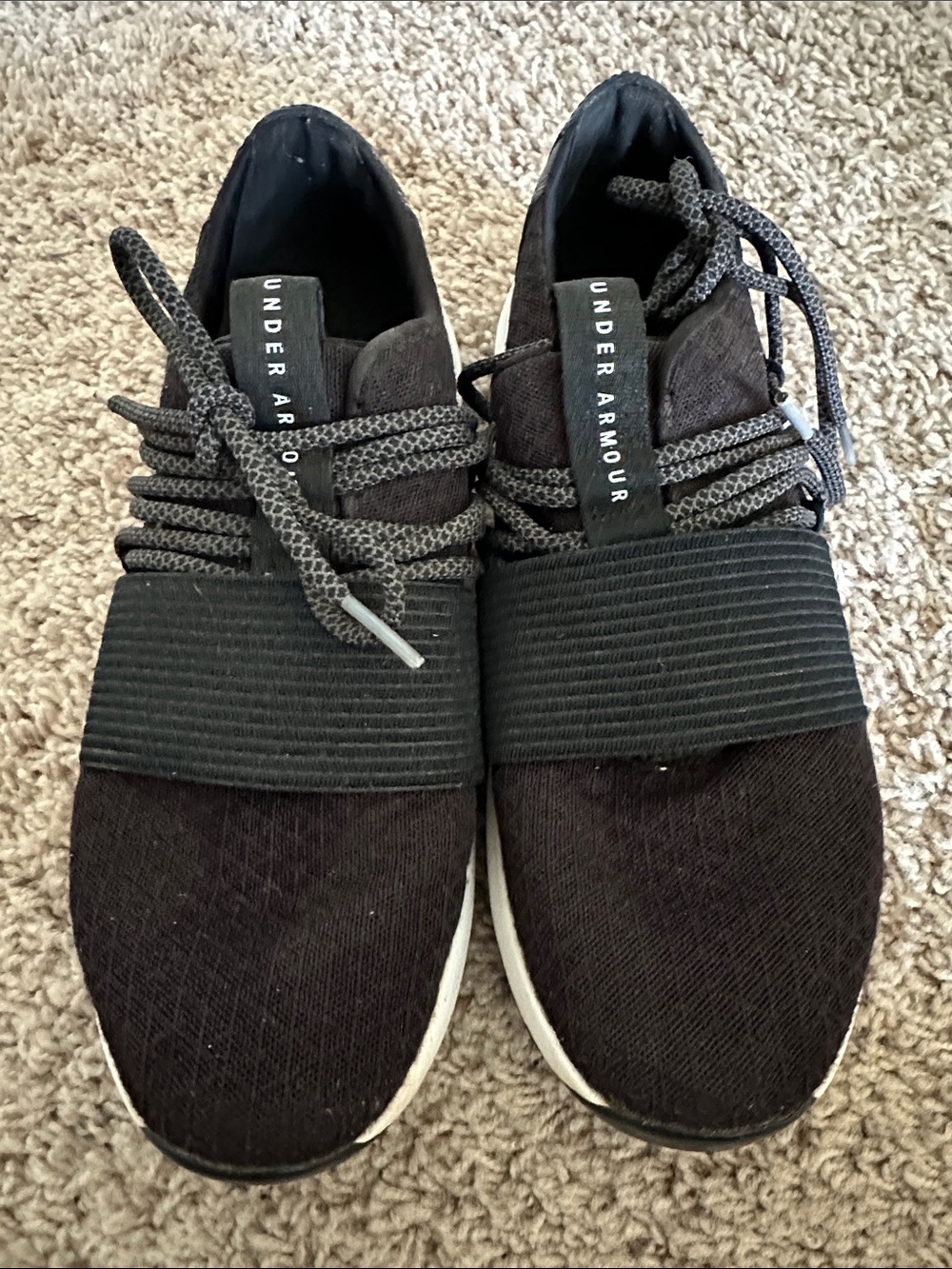 Under Armour Black Slip-On Athletic Sneakers with Gray Laces